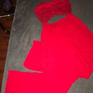 Red cutout jumpsuit